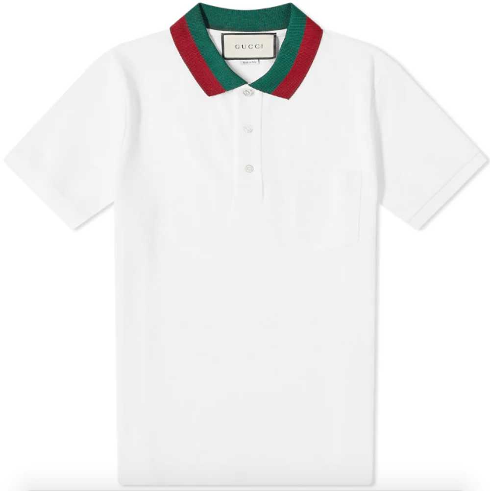 Gucci White Polo Shirt With Web Green/Red Collar - image 1