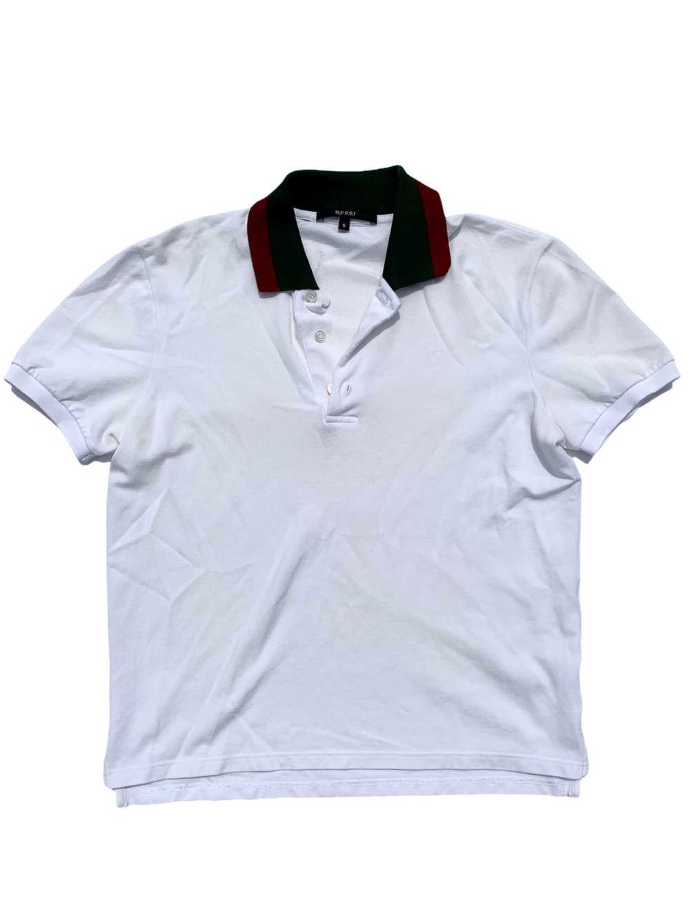 Gucci White Polo Shirt With Web Green/Red Collar - image 2