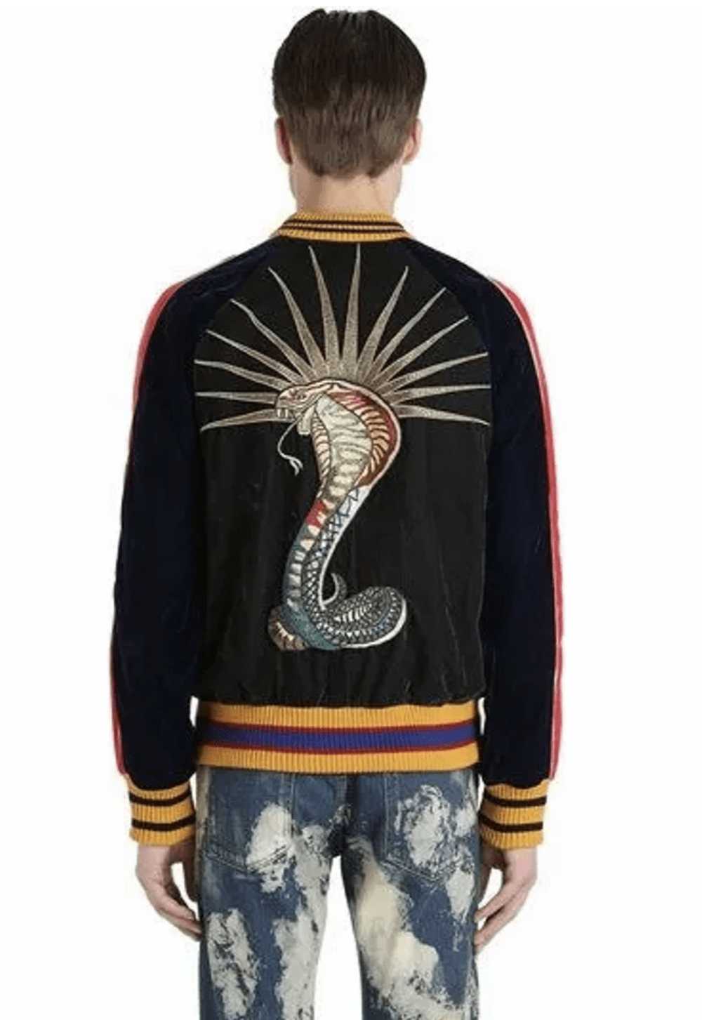 Gucci Flower & Cobra Embroidered Velvet Bomber Ja… - image 1