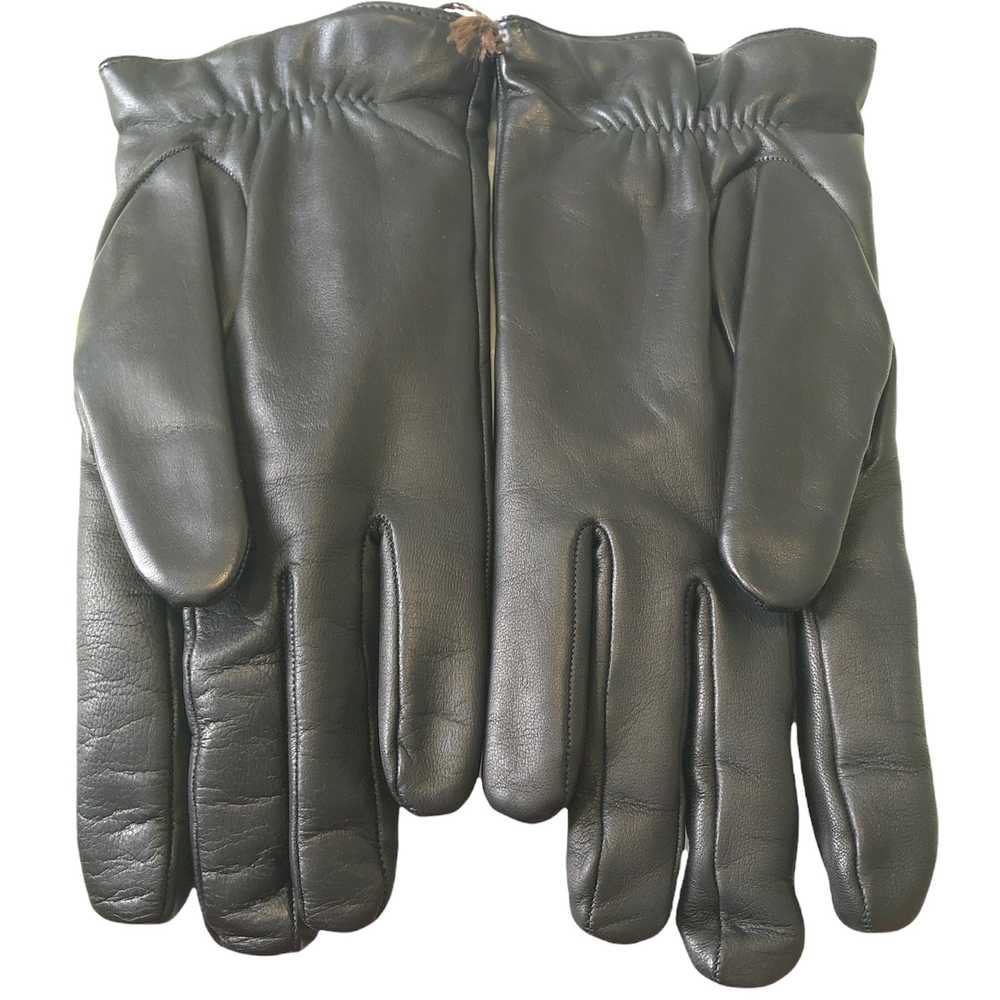 Gucci BNWT Black Nappa Leather & Cashmere Gloves … - image 2