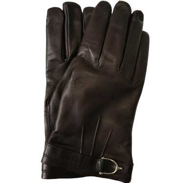 Gucci Nappa Leather & Cashmere Cocoa Brown Gloves… - image 1