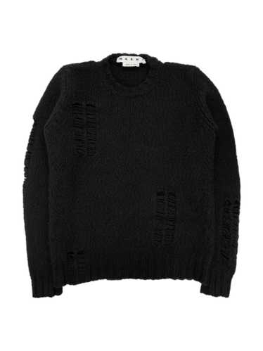 Marni Marni Hand Distressed Black Wool Knitted Swe