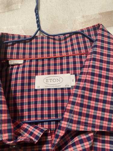 Eton Burgundy, navy, pink check