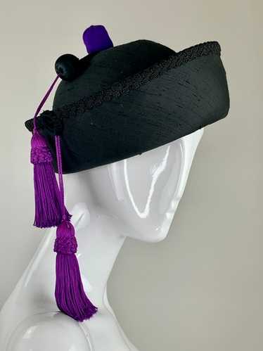 Mitzi Lorenz Black Silk Hat With Tassels