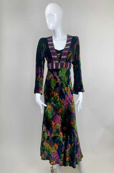 Anna Belinda 1970’s Velvet Print Dress