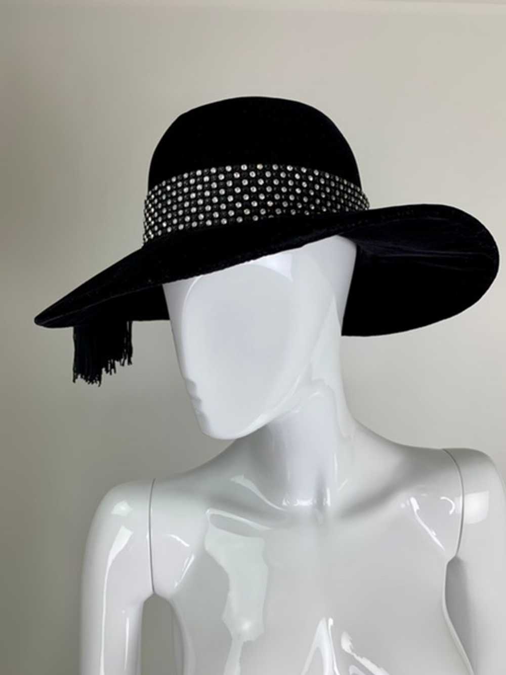 George Malyard Black Velvet Diamanté Tassel Hat - image 1