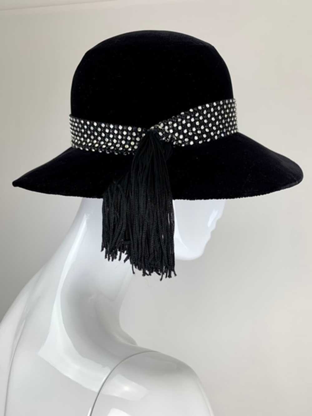 George Malyard Black Velvet Diamanté Tassel Hat - image 4