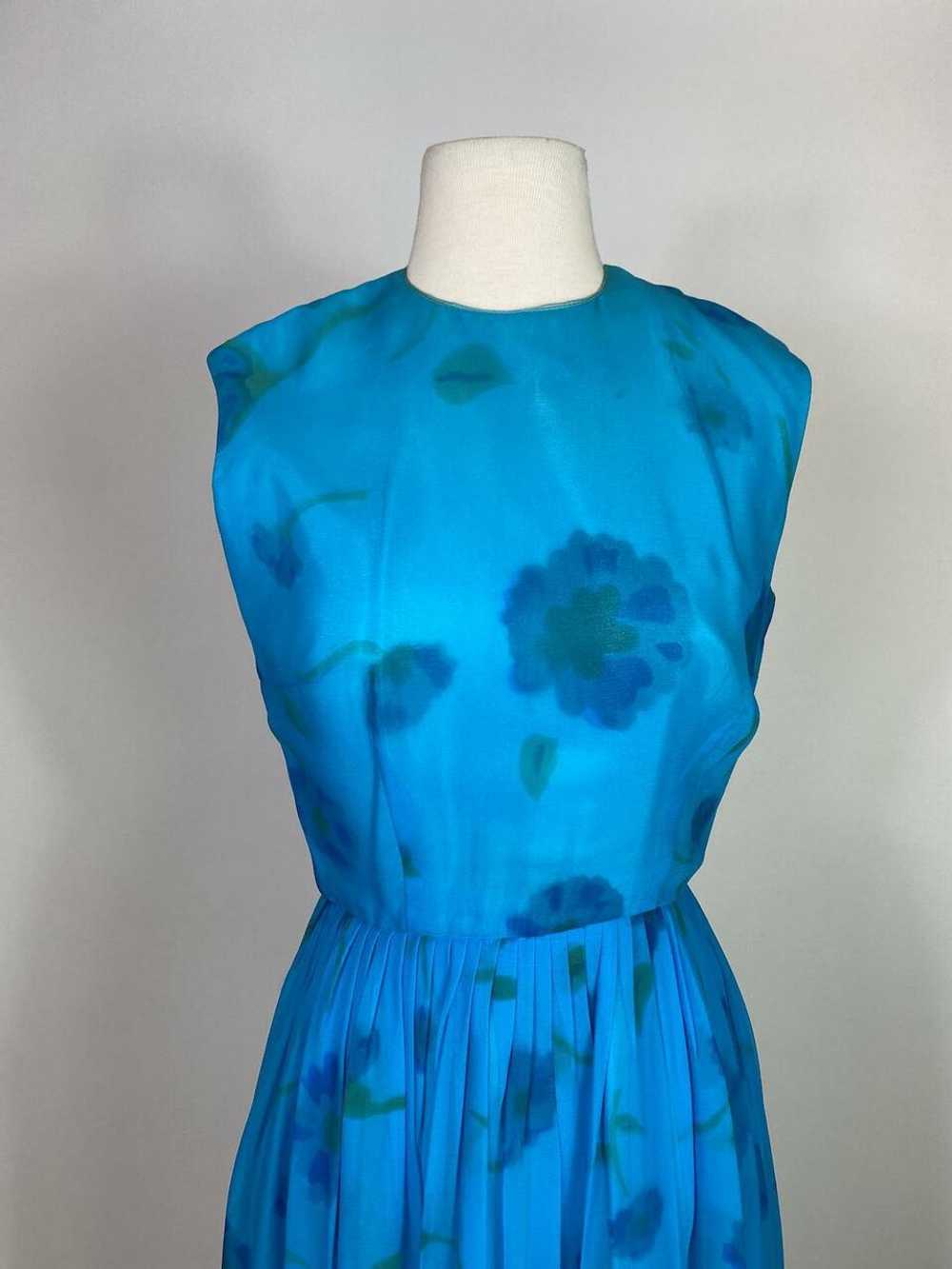 1960s Parkland Blue Chiffon Swing Dress - Gem
