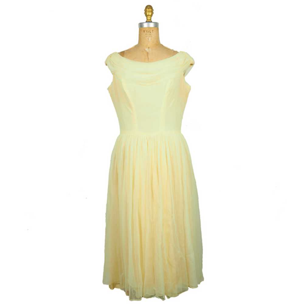 Yellow Chiffon Midi Dress - Gem