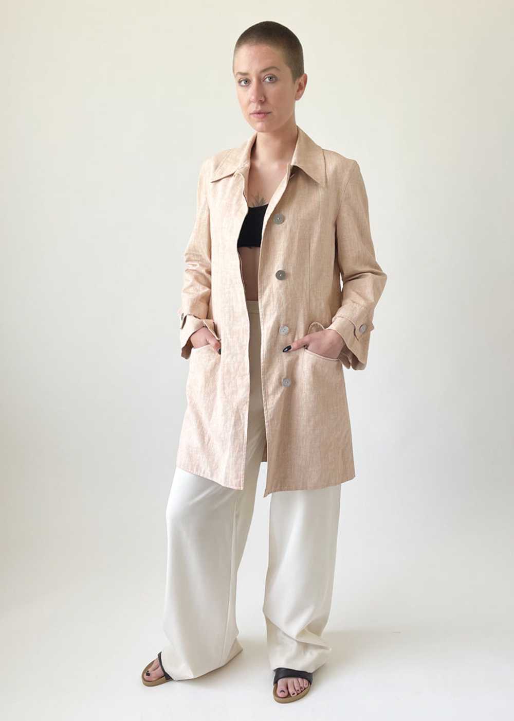 Vintage Late 1990s Chanel Linen Trench Coat - image 2