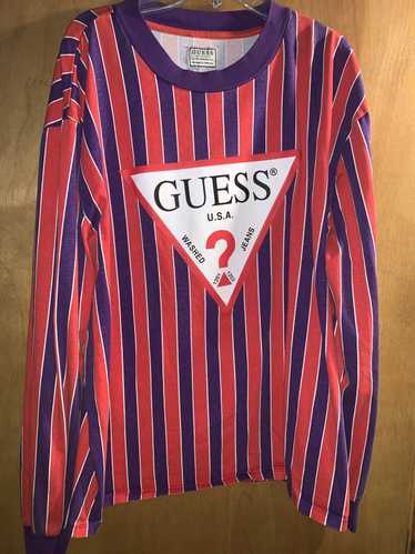 Guess Guess Long Sleeve Striped Logo Tee