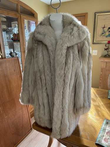 ジャケット・アウター SAGA FOX Silver Fox Long Coat 120cm AUTHENTIC SILVER FOX FUR COAT By Saga Fox Mid-length Vintage