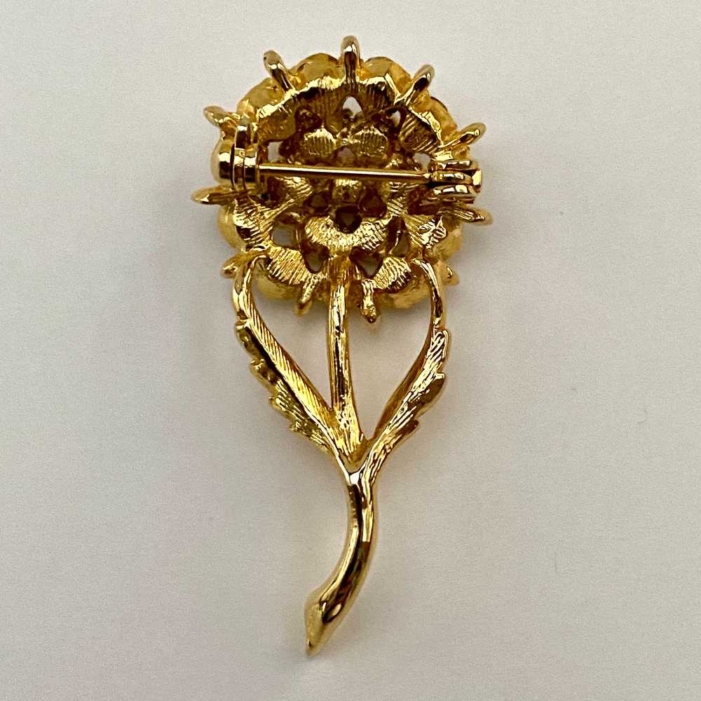 Late 60s/ Early 70s Rhinestone Flower Brooch - image 4