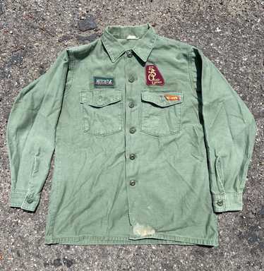 Military 50/60s(?) OG-107 button up w/patches