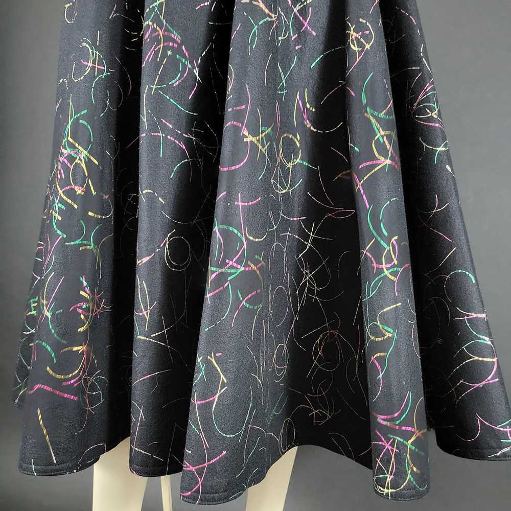 50s Black Confetti Wool Felt Circle Skirt - image 3