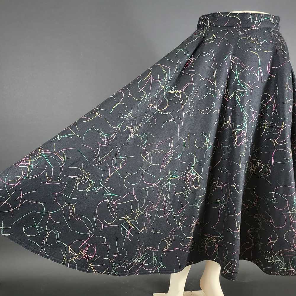 50s Black Confetti Wool Felt Circle Skirt - image 5