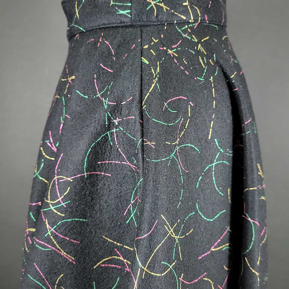 50s Black Confetti Wool Felt Circle Skirt - image 7