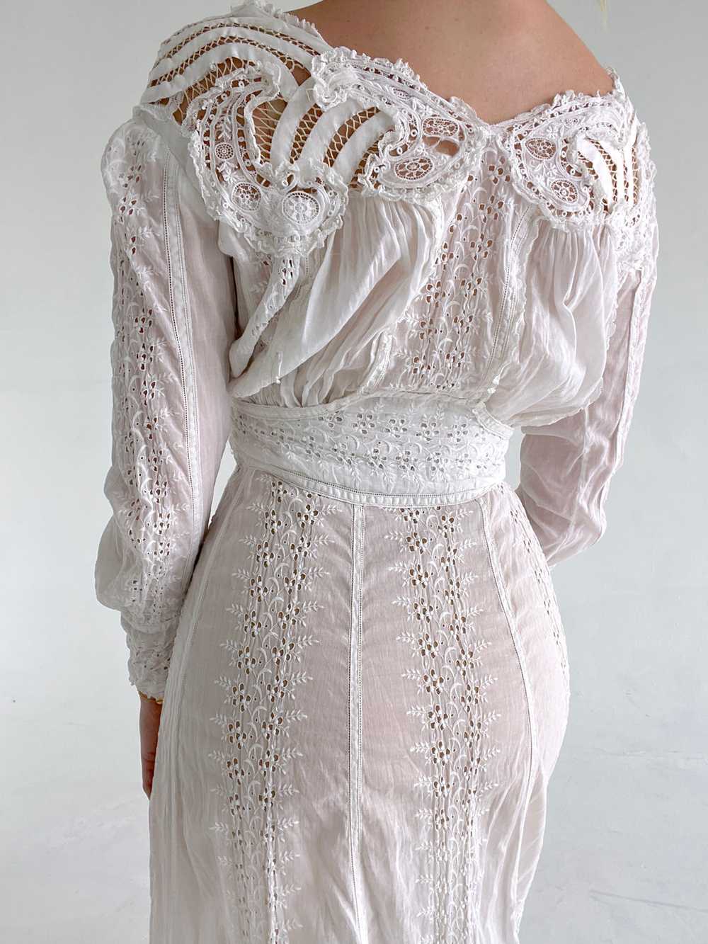 Victorian White Cotton Lawn Dress - image 10