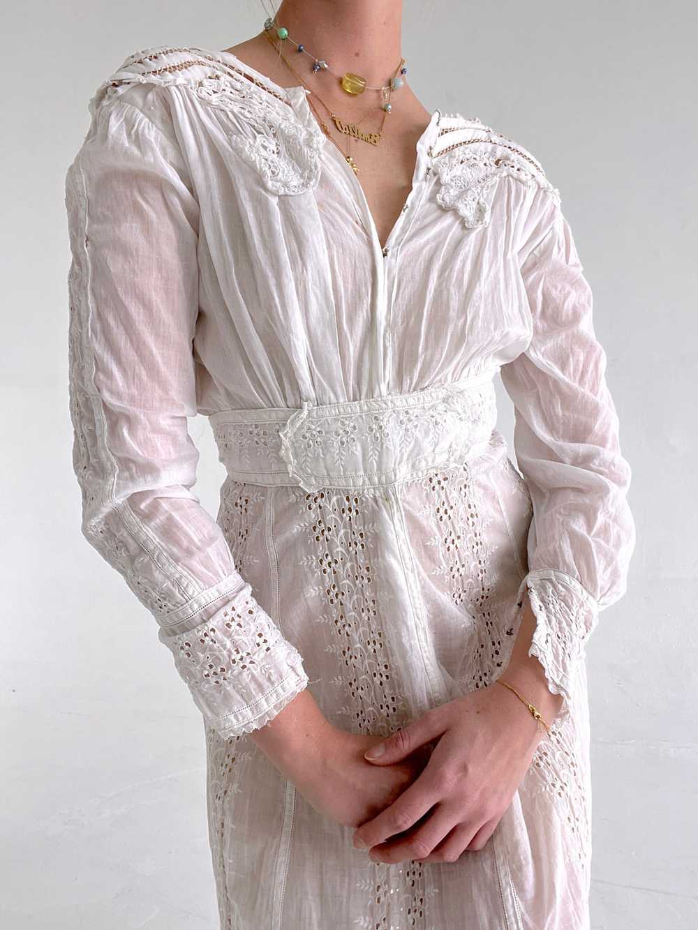 Victorian White Cotton Lawn Dress - image 11