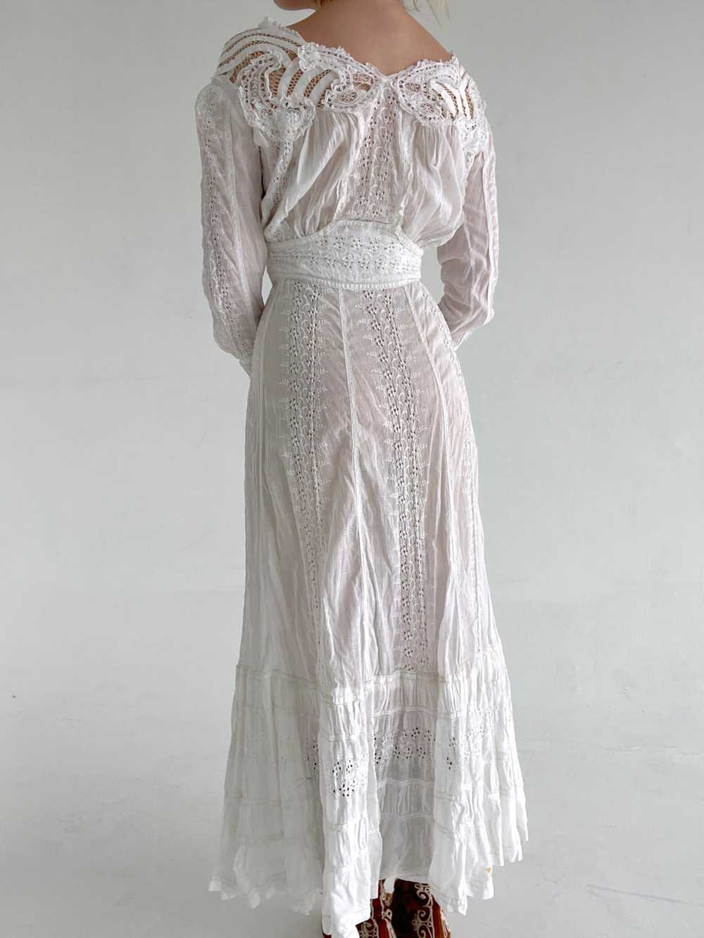 Victorian White Cotton Lawn Dress - image 1