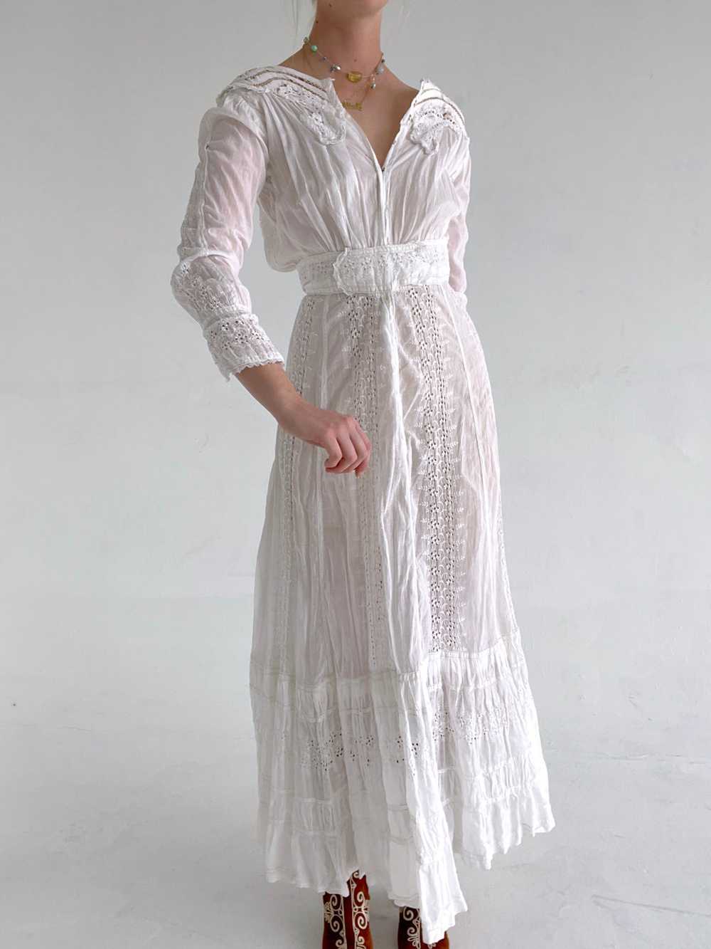 Victorian White Cotton Lawn Dress - image 2