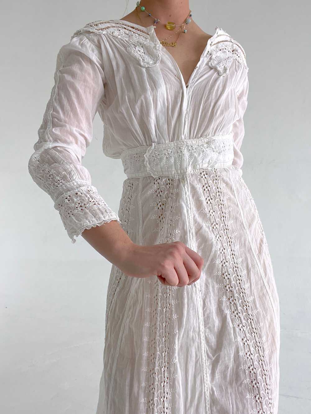 Victorian White Cotton Lawn Dress - image 4