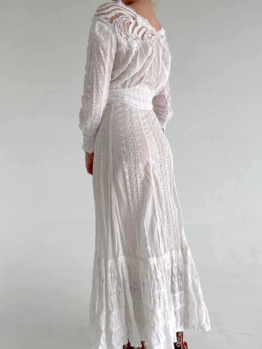 Victorian White Cotton Lawn Dress - image 7