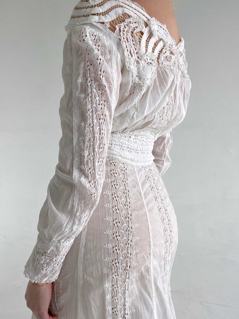 Victorian White Cotton Lawn Dress - image 9