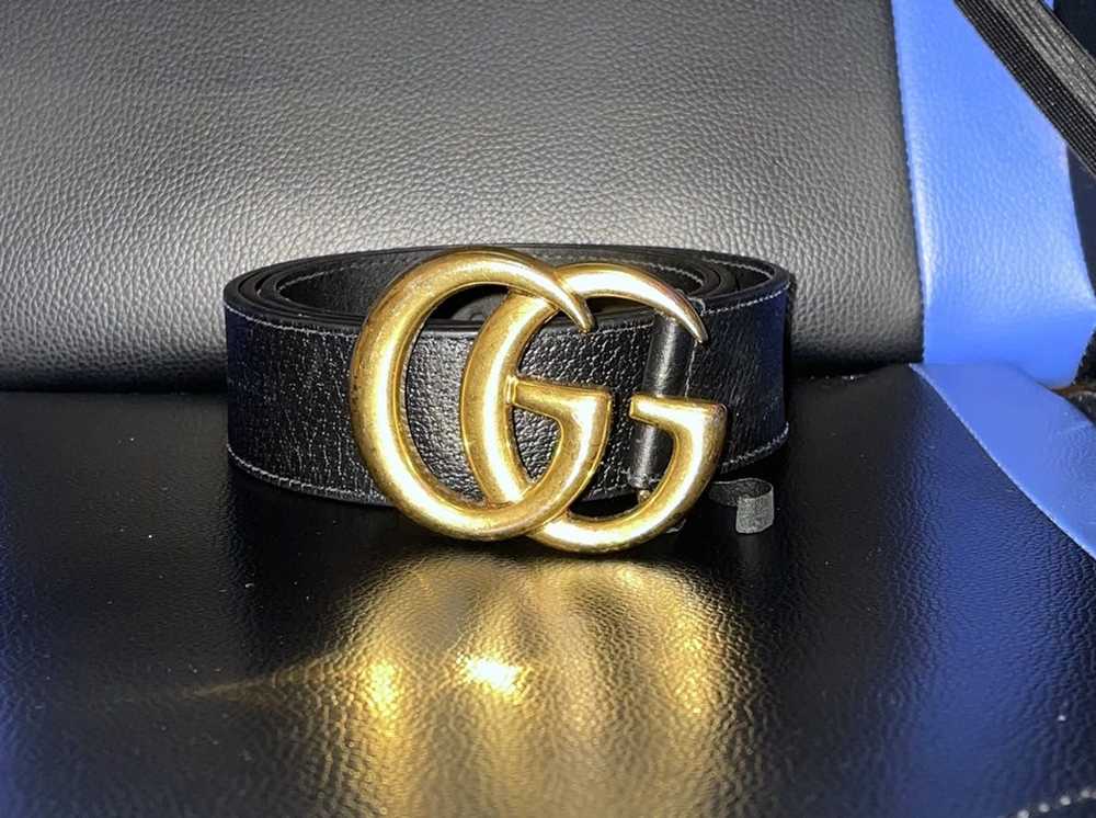 Gucci Gucci Wide Leather Belt with Double G Buckle - image 2