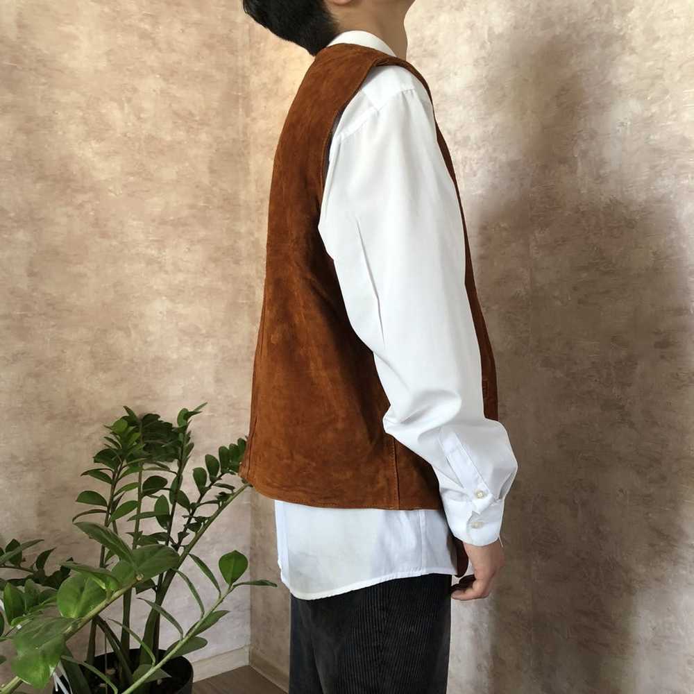 Camel × Leather × Vintage Vest Vintage Camel Luxu… - image 4