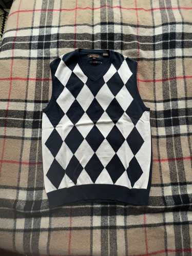 Ben Sherman White and navy checkered sweater vest