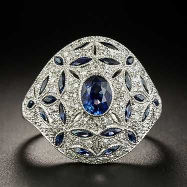 Art Deco Style Sapphire and Diamond Dome Ring - image 1