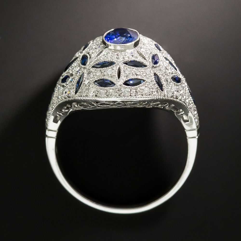 Art Deco Style Sapphire and Diamond Dome Ring - image 3