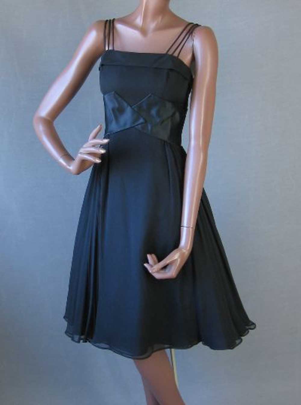 Women's 50s Dress Party Vintage Black Chiffon Ful… - image 2