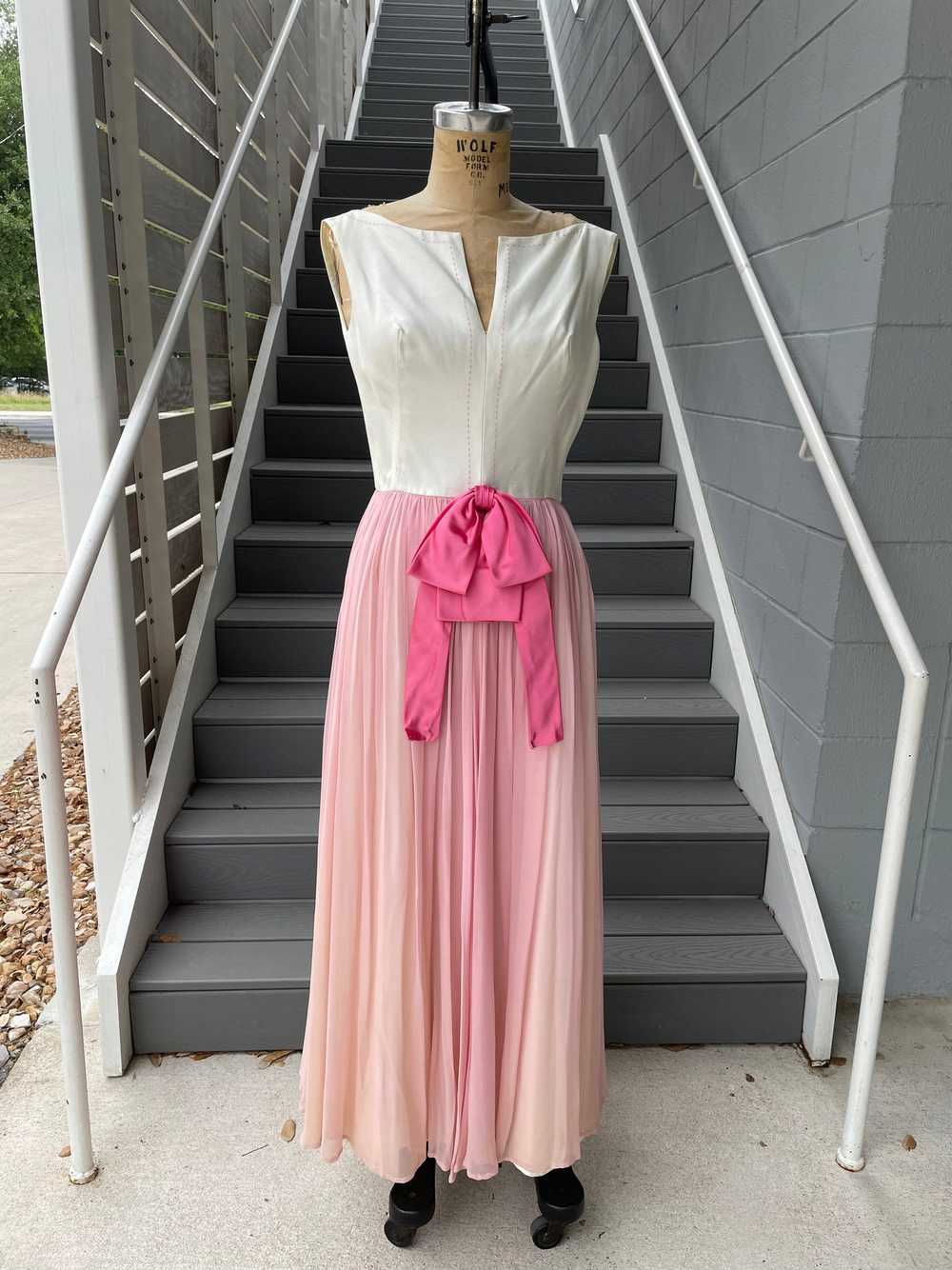 1960's Pink and White Maxi Cocktail Dress - image 2