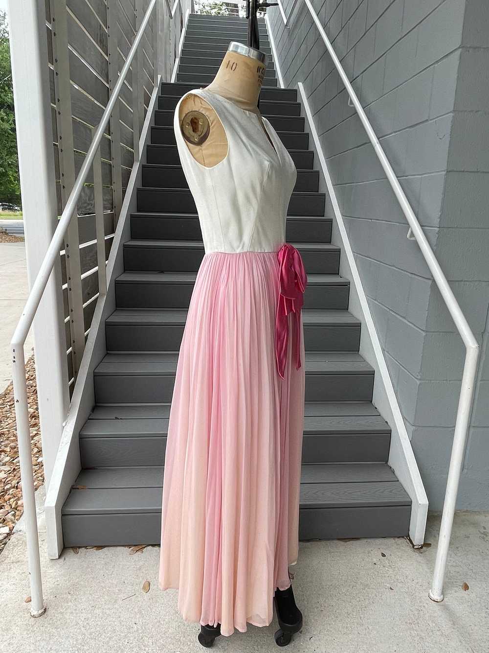 1960's Pink and White Maxi Cocktail Dress - image 4