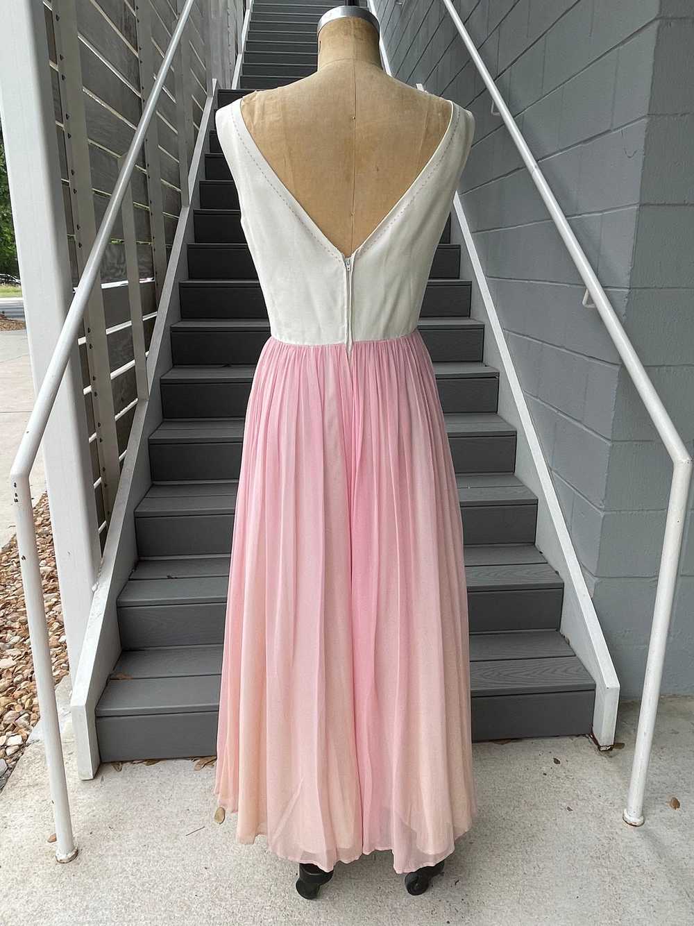 1960's Pink and White Maxi Cocktail Dress - image 9