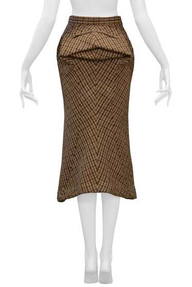 JUNYA WATANABE BROWN WOOL TWEED BUM PACK SKIRT 199