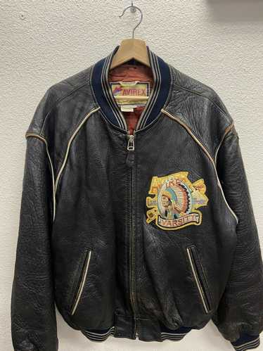 Vintage 90s Avirex Senatobia Choctaws Leather Bomber Jacket Size 6XL –  Thrift Sh!t Vintage