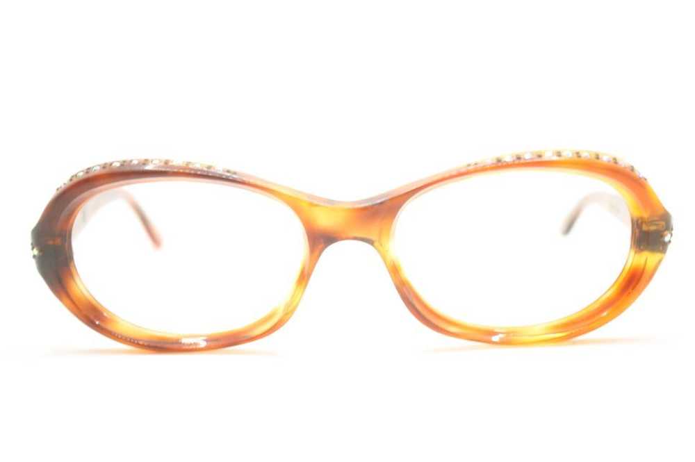 Unused Tortoise Rhinestone Vintage Cat Eye Glasses - image 1