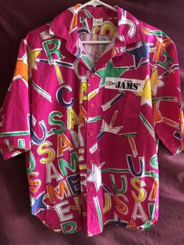 80s JAMS vintage shirt old surf ジャムス Vintage 1980's “jams” Surfline Label Memphis Design Cotton