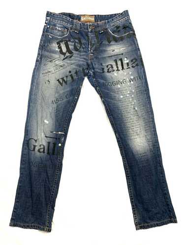 John Galliano Pre-owned 2000s logo-embroidered Boyfriend Jeans - Blue