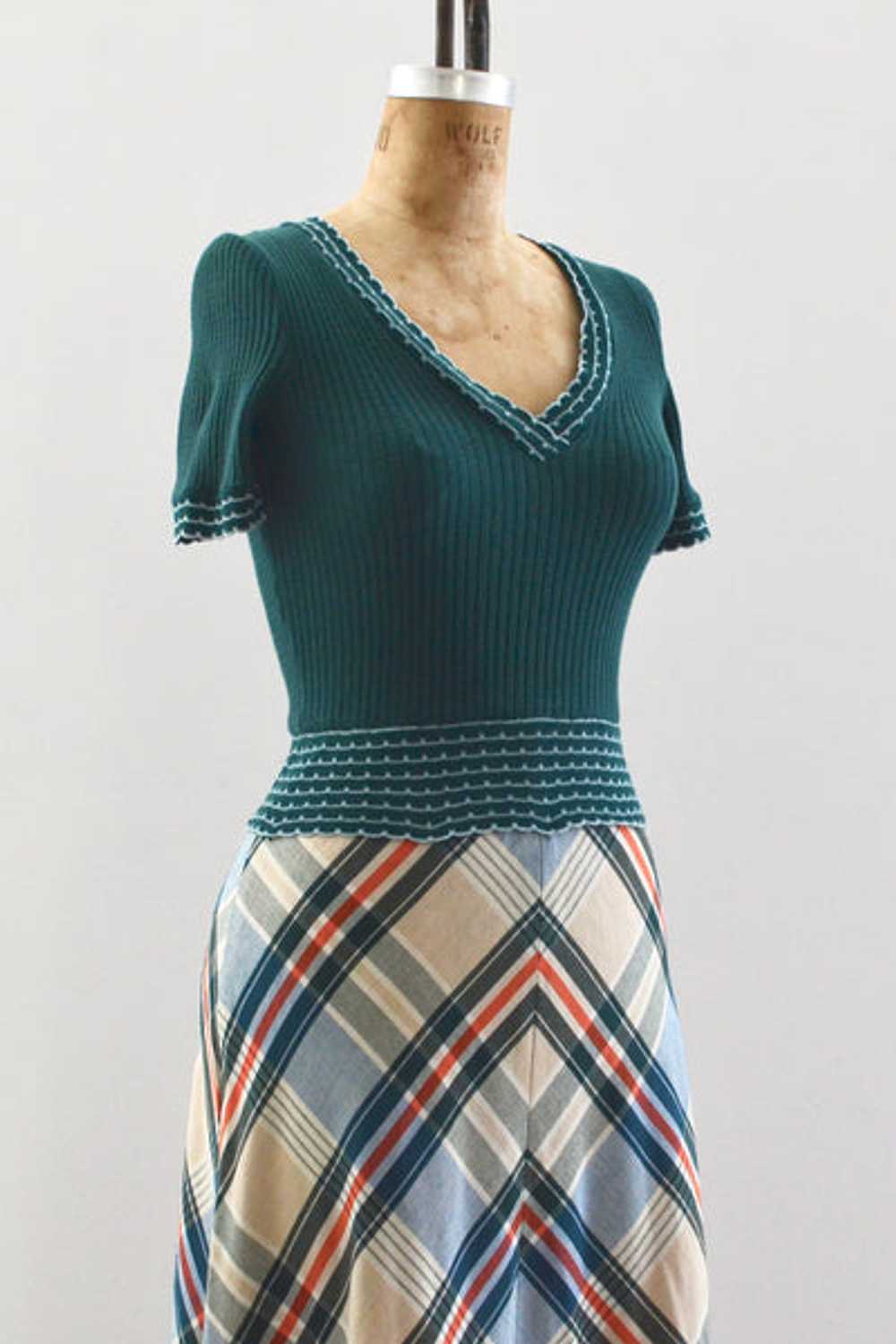 70's Mitered Knit Dress / XXS - image 2
