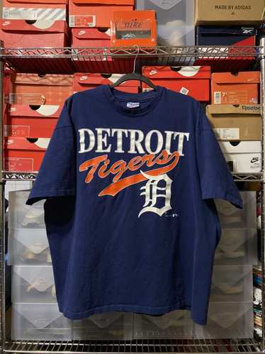 Vintage 80s Detroit Tigers Shirt Medium White Blue Single Stitch Short  Sleeves