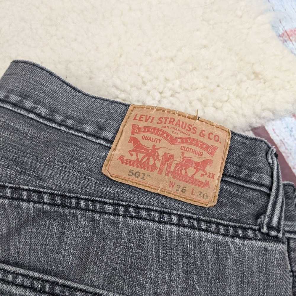 Levi's Gray Levis 501 Button Fly Straight Leg Jea… - image 3