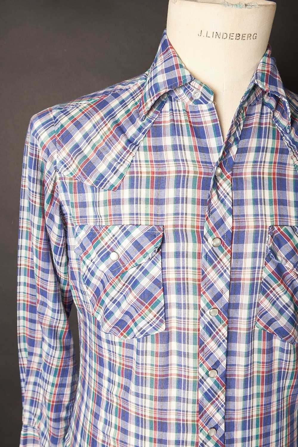 Sears 1970s Sears Western Wear Plaid Snap Shirt - image 5