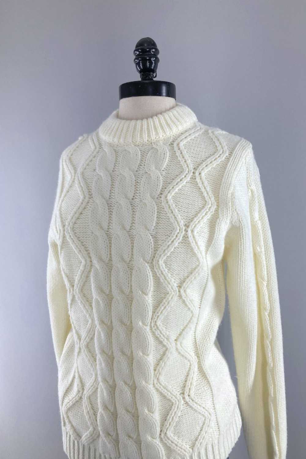 Vintage Winter White Cable Knit Sweater - image 2