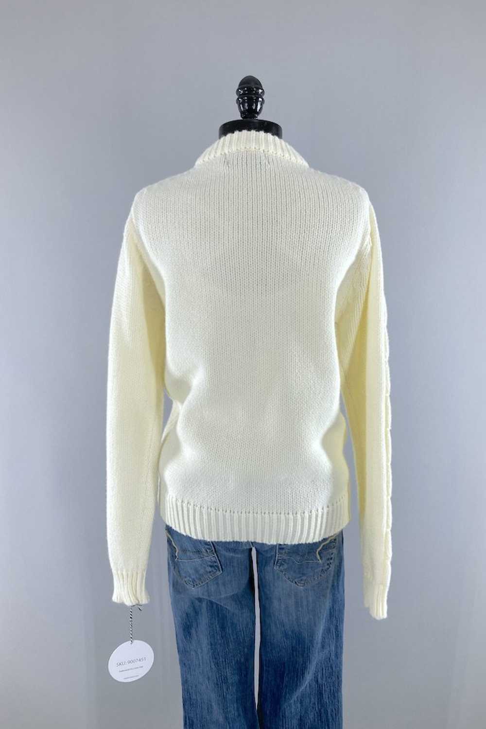 Vintage Winter White Cable Knit Sweater - image 4