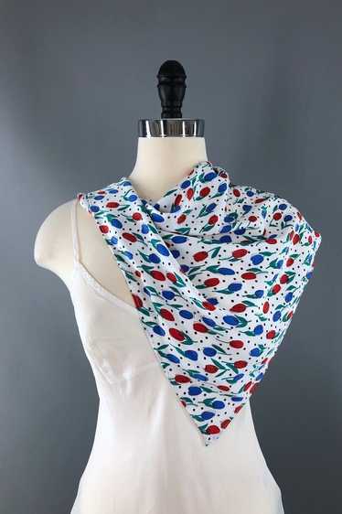 Vintage Triangle Head Scarf Red White and Blue Tul