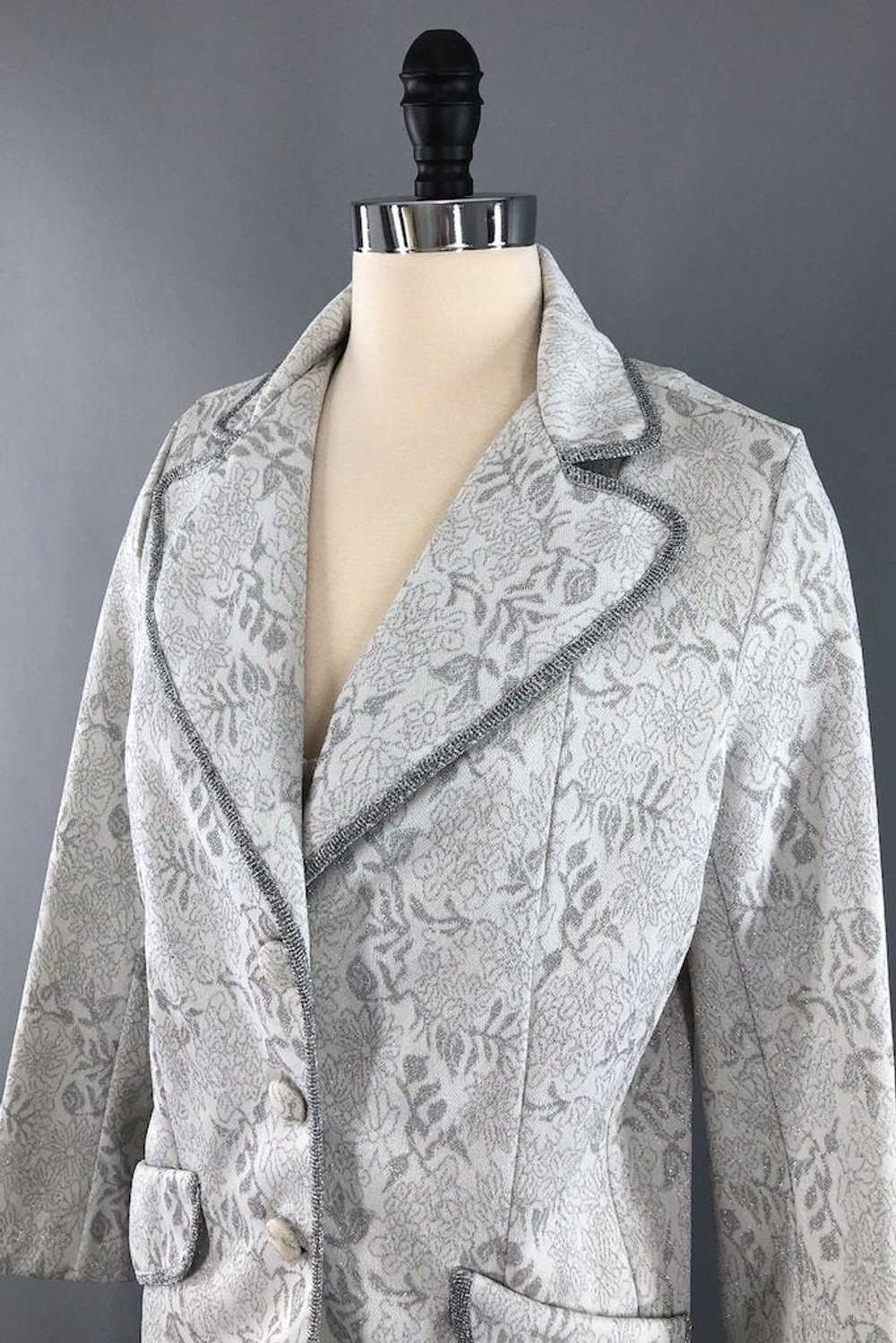 Vintage Silver Brocade Blazer - image 2